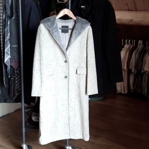 Korean brand Si, Winter hooded long wool blend city coat.